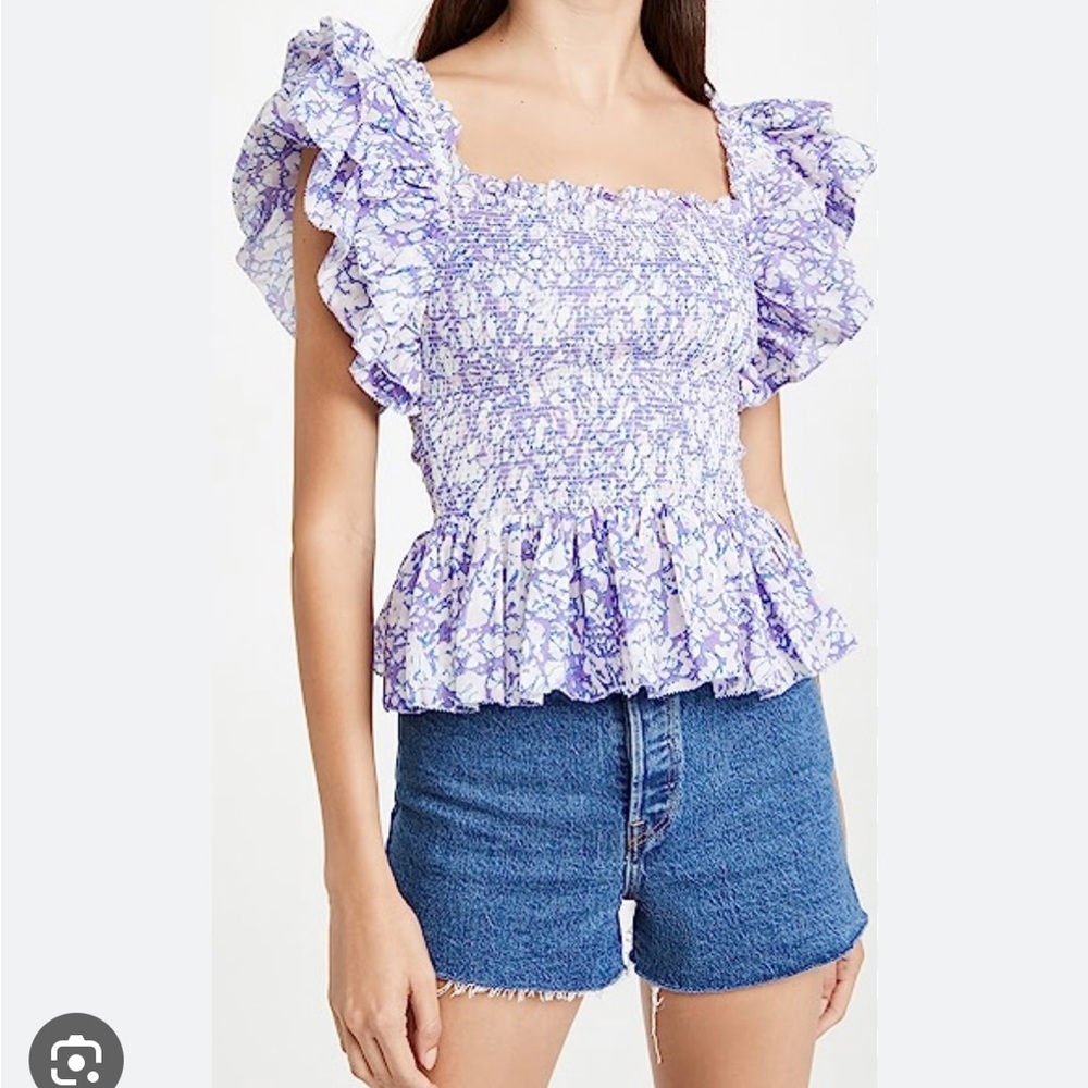 Love the Label: smocked ruffle square neck top
